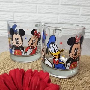 Vintage Disney/Anchor Hocking Clear Glass Mugs